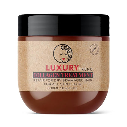 Collagen Hair Mask for Damaged Hair - Hydrating and Repairing Formula, Promotes Growth and Thickness - Ideal for Curly and Dry Hair, 16.9 oz