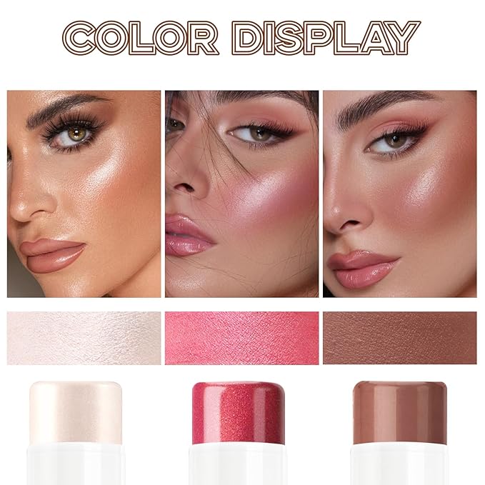 3Pcs Cream Contour Stick Makeup Set, Cream Bronzer