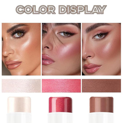 3Pcs Cream Contour Stick Makeup Set, Cream Bronzer