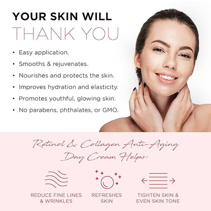 Azure Dermatologist Tested Retinol & Collagen Face Moisturizer - K Beauty Anti-Aging Cream for Skin Renewal & Wrinkle Repair Face Cream - Korean Skincare - All Skin Type Pack of 2