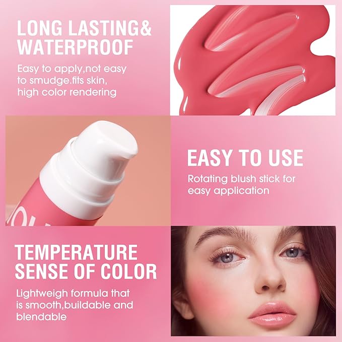 Liquid Blush Makeup Cream Blush For Cheeks Natural Velvet Texture(03#)