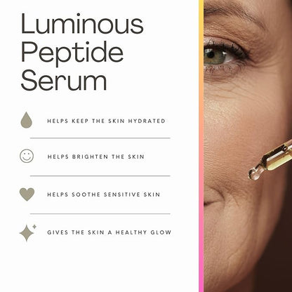 Luminous Peptide Serum Best Anti Aging Facial Treatment Skin Care Improve Fine Lines, Hydrate, Lifts Plumps Firms Reduce Deep Wrinkles Improve Skin Tone for Men and Women
