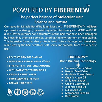 reBOND Leave-in Miracle Bond Building Hair Mask- 4 minute Repair Treatment Deep Conditioning for Bleached, Damaged, Dry, Colored or Frizzy Hair - Set includes: 3oz + .34oz