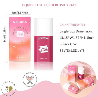 Liquid Blush Set Makeup, Cream Blush for Cheeks, Oz (02#03#04#)