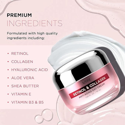 Azure Dermatologist Tested Retinol & Collagen Face Moisturizer - K Beauty Anti-Aging Cream for Skin Renewal & Wrinkle Repair Face Cream - Korean Skincare - All Skin Type Pack of 2