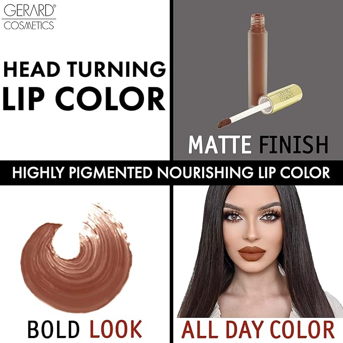 Gerard Cosmetics HydraMatte Liquid Lipstick Mudslide | Brown Lipstick with Matte Finish | Long Lasting and Non-Drying | Super Pigmented Fully Opaque Lip Color