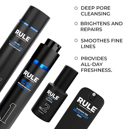Men's Deluxe Gift Set, No.1 Men's Face Cream, No.8 Deodorant Spray, No.13 Cleanser Gel, No.2 Eye Serum, Eye & Skin Care Set
