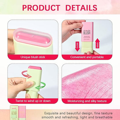 Multi-Use Makeup Blush Stick, Cream Face Blush Makeup Coral Orange)