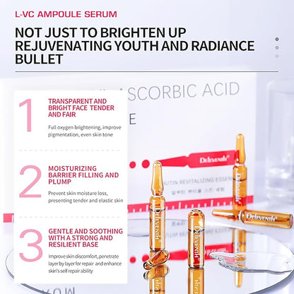 DEleventh Korean Brand Vitamin C Ampoule Serum 2ml × 7EAe / with Pro-Xylane, Anti-Aging, Brighten, Hydrate, and Smooth Skin, Creates a Radiant, Youthful Complexion