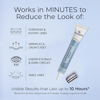 Plexaderm Rapid Reduction Eye Serum - Visibly Reduces Under-Eye Bags, Wrinkles, Dark Circles, Fine Lines & Crow's Feet Instantly, Anti Aging Wrinkle Remover for Face, 3 Full Size Tubes