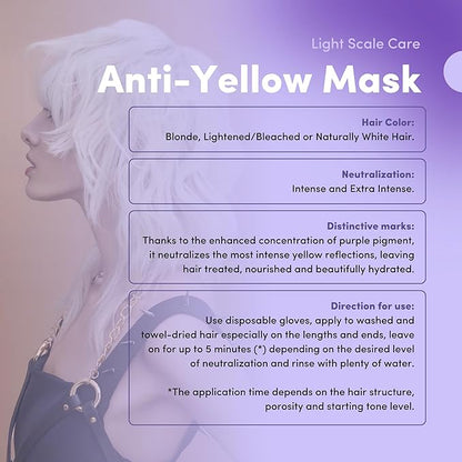 Lisap Purple Hair Mask, Light Scale Hair Care Anti Yellow Hair Toner for Blondes, Toning Blonde, White, Silver Hair & Highlights, Nourishing & Hydrating Mask, Neutralizes Brassy Tones, 16.9 fl oz
