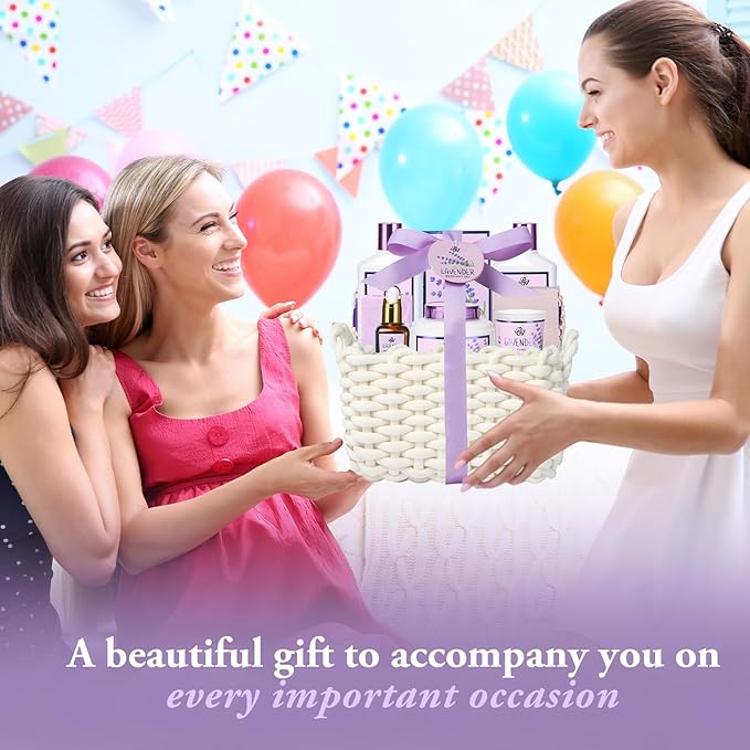 Mother's Day Gift for Mom, Bath and Body Gift For Women - Lavender Home Spa Gift Set, Shower Gel,Bubble Bath,Lotion,Bath Bombs,Eye Mask,Manucure Set, Bath Belt, Body Oil,Bath Soak,Lip Balm,Soy Candle
