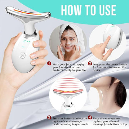 Facial Massager, Red-Light-Therapy-for-Face and Neck, Red Light Therapy Wand, 7 Color Led Face Neck Sculpting Tool for Skin Care