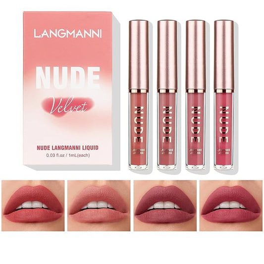 LANGMANNI Matte Liquid Lipstick Makeup Set Velvety Liquid LANGMANNI