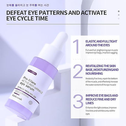 DEleventh Korean Brand Pro-Xilane Active Anti-Wrinkle Eye Serum 30ml / Anti-Aging, Reduces Puffiness, Dark Circles, & Firms Skin, Hydrating, Brightening, and Revitalizing Formula for Youthful Eyes