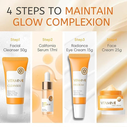 Vitamin C Skin Care Set, Skincare Gift Set for Teenage Girls, Skincare Set, 5 Piece Travel Size Kit With Cleanser, Face Serum,Eye Cream,Face Cream Face Skin Care Kit
