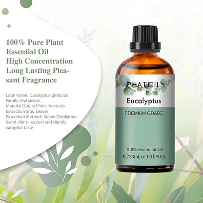 Eucalyptus Essential Oil 30ML, Pure Eucalyptus Essential Oils for Diffuser, Humidifier, Aromatherapy, Perfect for DIY Soap, Candle, Bath Bombs Making