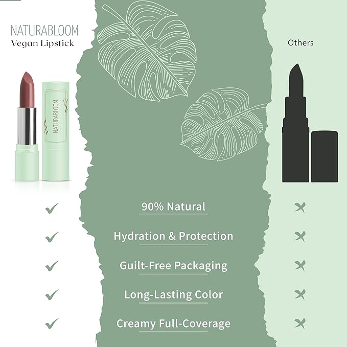 Vegan Lipstick (Rosewood) - Sensational One-Stroke Long Lasting Lipstick from Natural Oils & Butters Full-Coverage Lip Color with Shea Butter & Coconut Extact - Premium Hydrating Lipsticks