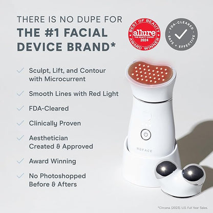 NuFACE Trinity+ LED Red Light Wrinkle Reducer Attachment for Microcurrent Facial Device - FDA Cleared at Home 3-Minute Fine Lines and Wrinkles Treatment for Smile Lines, Under Eyes & Forehead