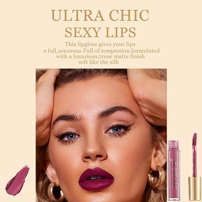 6PCS Everlasting Matte Liquid Lipstick Makeup Set,Long Lasting Waterproof Matte Lip Gloss,High Pigmented Nude Lipgloss Kit,Beauty Cosmetics Makeup Gift for Girls (#A)