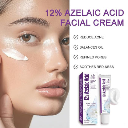 Azelaic Acid Serum 12% Azelaic Acid Cream, Azelaic Acid Facial Cream, Facial Serum with Hyaluronic Acid and Niacinamide, Redness Reducing Skin Care, Balances Excess Sebum