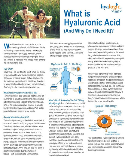 Hyalogic Hyaluronic Acid Chewables 60 Count - Great Tasting Berry Flavored (120mg per 2 Tablets) - Defy Aging Naturally - Sugar Free HA Supplement for Skincare & Eye Health