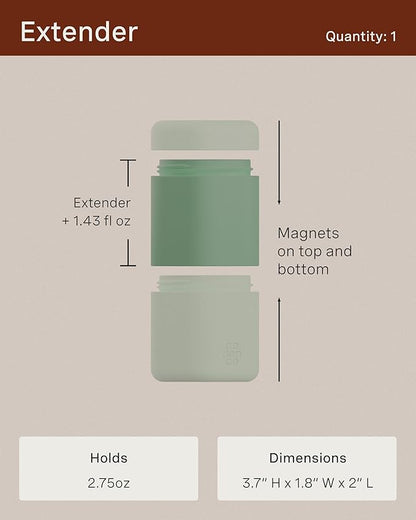 Cadence Travel Containers - Full Skincare Set - Magnetic Travel Capsules - 2 Small (0.56oz), 4 Medium Capsules (1.32oz), & Extender (1.43oz) with Multiple Labels for Better Organization - Petal