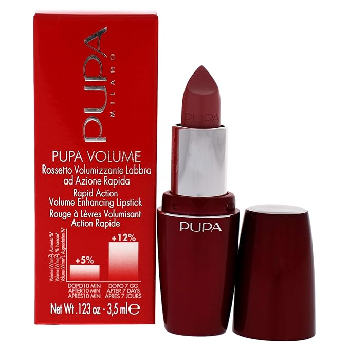 Pupa Milano Volume - Plumping, Hydrating Cream Formula Lipsticks - Lasting Color That Stays On Lips All Day Long - Lustrous, Flattering Shades For All Skin Complexions - 101 Nude Rose - 0.123 Oz