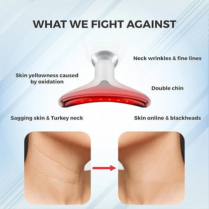 Facial Massager for Face and Neck, Red-Light-Therapy-for-Face and Neck, Face culpting Wand with 7 Color, at-Home Face Tool for Skin Care (Black)