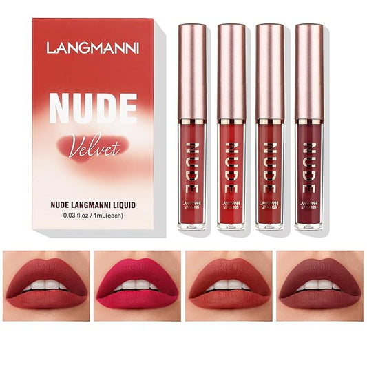 LANGMANNI Matte Liquid Lipstick Makeup Set Velvety Liquid LANGMANNI