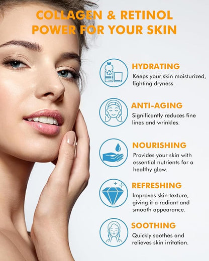 Retinol Cream for Face Moisturizer,Anti-Aging Collagen for Tightening Skin,Day & Night Face Collagen Cream,Anti Wrinkle for Women and Men - 60ml