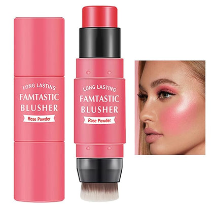Cream Blush Stick with Brush,Waterproof Multi Cream Blush Rose Power)