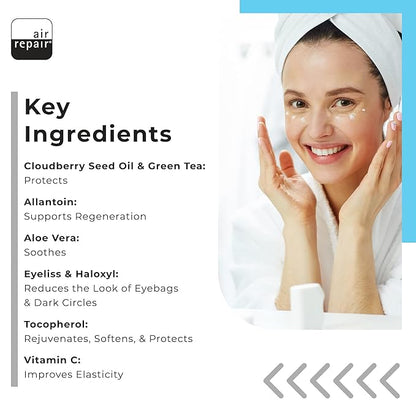 Air Repair Under Eye Cream for Wrinkles, Puffiness, Under Eye Bags, and Dark Circles with Ceramides + Vitamin C, Daily Anti Aging Eye Cream for Women and Men, Gentle, Clean Formula for all Skin Types