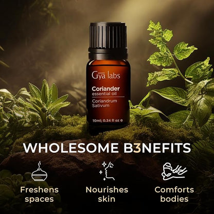 Gya Labs Coriander Essential Oil for Diffuser - 0.34 Fl Oz - 100% Pure Natural Coriander Oil for Skin, Aromatherapy, Skincare Massages & Candles Making - Sweet Spicy Scent DIY