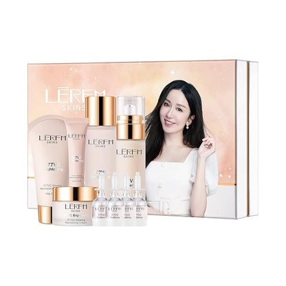 LERFM Moisturizing Brightening Aloe Face Skin Care Set Hyaluronic Serum Skin Care Set | Radiant, Youthful Skin Alcohol-Free Hypoallergenic Cleanse, Recondition and Puri (377- Nine piece set)