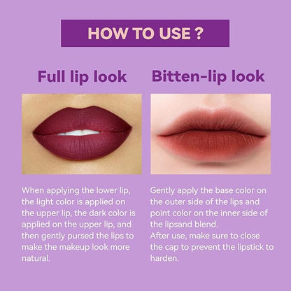 Glitter Lipstick 2 In 1 Two Tone Lipsticks, 18H Waterproof Long Lasting Sparkling Shimmer Metallic Glitter Lip Gloss, Shiny Matte Lip,Bold Glimmer Glow Lip Gloss for Women Christmas Lip Makeup (#02)