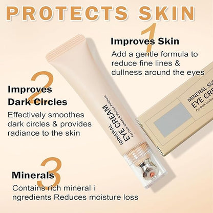 CAHIUYOA Mineral Sun Screen Eye Cream Under Eye Cream for Dark Circles and Fine Lines Travel Size Mineral Eye Cream - 01 Light