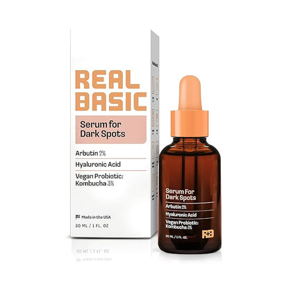 Skin Serum for Dark Spots with Arbutin, Hyaluronic Acid & Vegan Probiotic Kombucha 1 oz. - Arbutin Serum and Hyaluronic Acid Serum for Face
