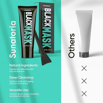 SUNATORIA Blackhead Remover Mask - for Women and Men - Activated Charcoal Peel Off Face Mask - Deep Pore Cleaner Nose Blackhead Remover Pore Release - Black Head Remover for Face