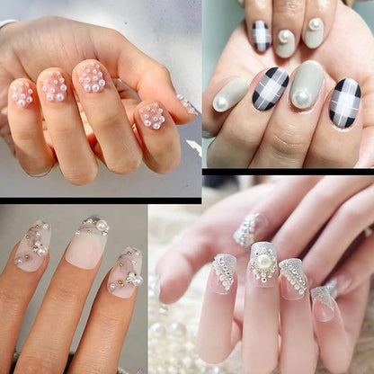 Flat Back Rhinestone+Half Round Pearl Kits Colorful Rhinestones+White