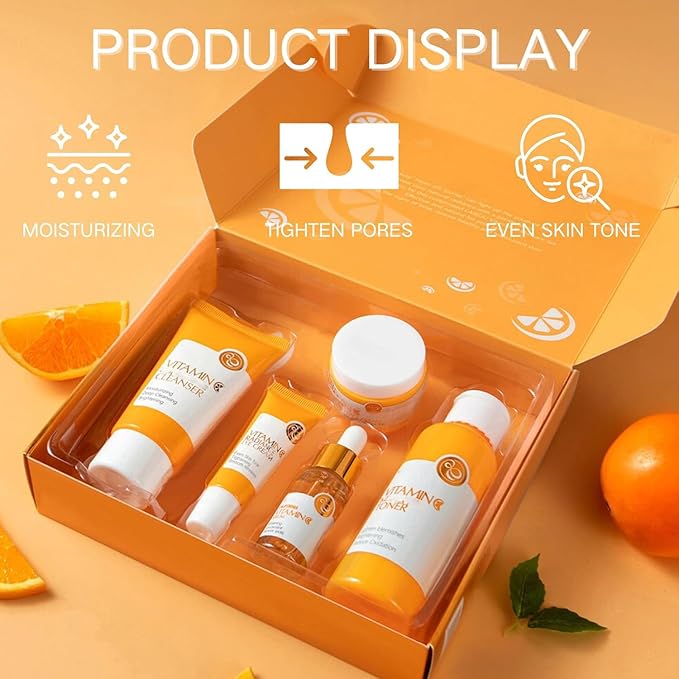 Vitamin C Skincare Set, 5Pcs Skincare Moisturizing