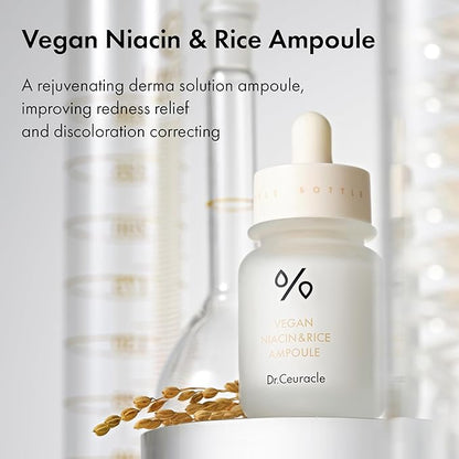 Dr.Ceuracle by leegeehaam Vegan Niacin & Rice Ampoule (30 ml / 1.01 fl. oz.) - Discoloration Correcting Facial Treatment Serum with Soft and Silky Finish