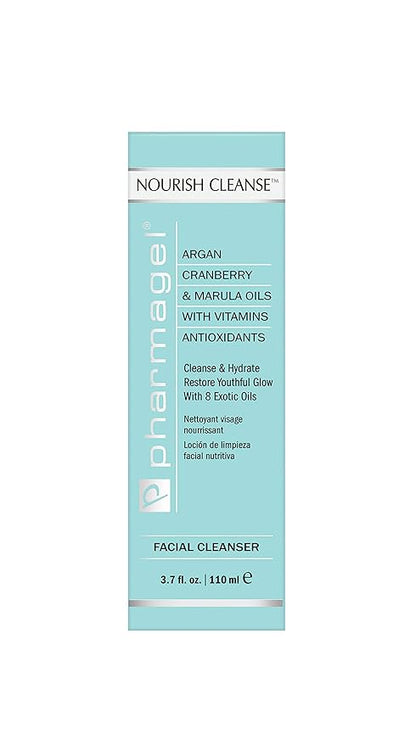 Pharmagel Nourish Cleanse Hydrating Facial Cleanser | Face Cleanser & Makeup Remover | Natural Face Wash for All Skin Types – 3.7 oz