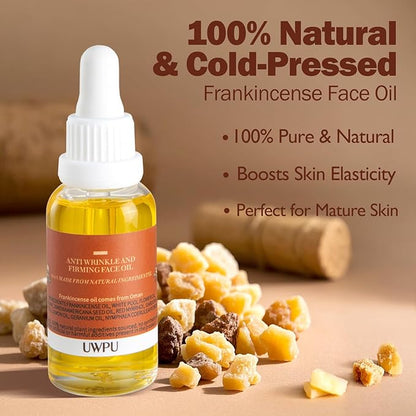 UWPU-Frankincense Oil For Face with organic mastic resin, for facial nourishment and care miracle, cold extracted facial oil essence natural care product, deeply nourish and revitalize the skin
