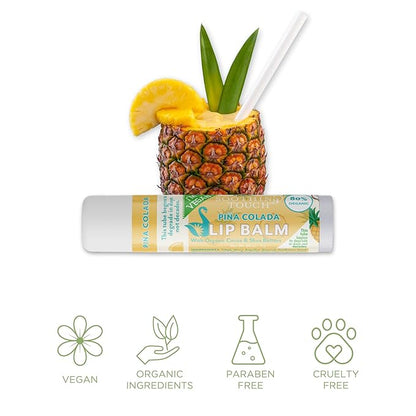 Vegan Lip Balm Set - Variety Pack of 3 Soothing Touch Lip Balms. Large 0.25 oz size. Includes Bonus Muslin Pouch Unique Gift Bundle by Tiny Seed (Strawberry Shortcake, Orange Creamsicle, Piña Colada)