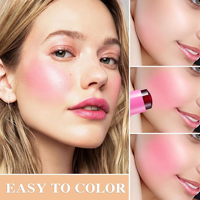 Cream Blush Stick with Brush,Waterproof Multi Cream Blush Skin G2