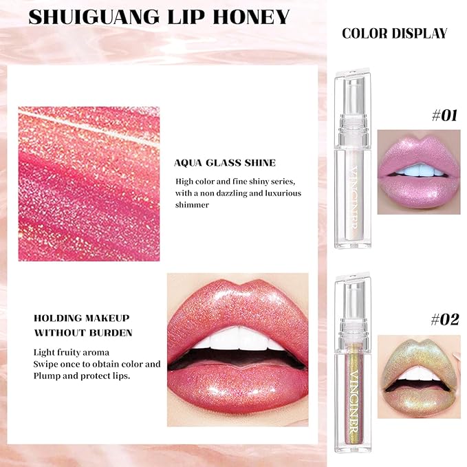 Pink Glitter Lipstick Diamond Metallic Shimmering Liquid Lipstick,High Shiny Lip Gloss Long Lasting Smudge-Proof Transfer-Proof Sparkle Glitter Lipstick & Eyeshadow,Aurora Glossy Lip Gloss Makeup(06#)