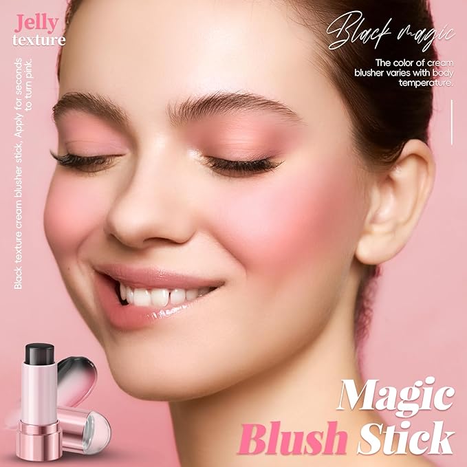 Color Changing Blush Stick for Cheek Lip, Black