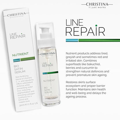 Christina Line Repair Bio Satin Vitamin C Serum for Face | Deeply Nourished Radiant Skin | Vitamin-Rich Protection | Retinol Revitalization Face Serum | For Sensitive, Normal, and Dry Skin 30ml