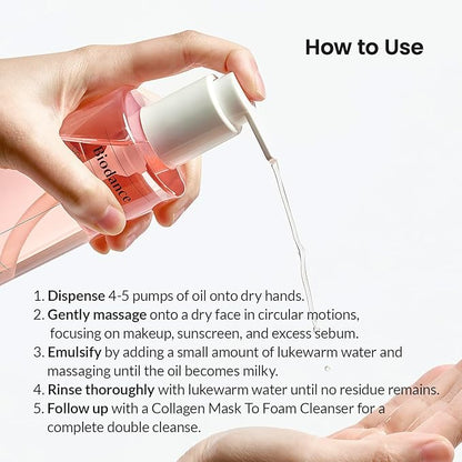 BIODANCE Collagen Cleansing Oil, Facial Oil Cleanser, Gentle Makeup Remover without Clogging Pores, Removes Bleackhed and Whitehead for Sensitive Skin, Oily Skin, 6.76 fl. oz. (200 ml)